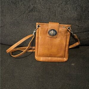 Tan Crossbody Bag with Turn Lock